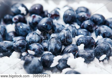 Breakfast With Grapes And Rice . Morning Healthy Eating
