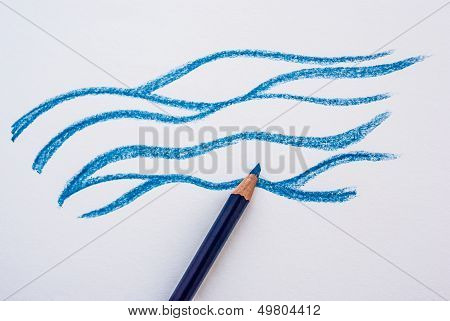 Hand Drawing Water With Pencil