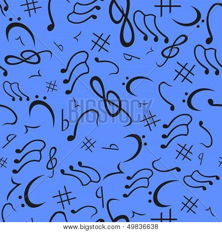 Musical Notes Seamless Pattern Cyan