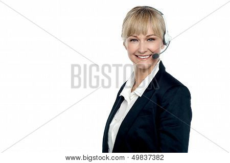 Corporate Telecaller Smiling Confidently