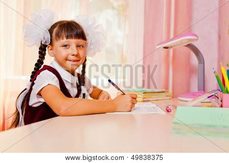 School Girl Doing Homework
