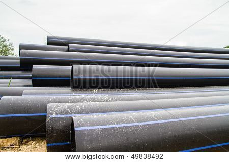 HDPE pipe for water supply at construction site