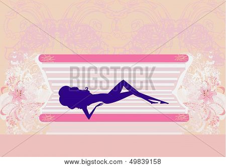 The Girl Sunbathing In The Solarium