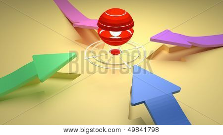 Target - Center Point With Four Direction Colorful Arrows