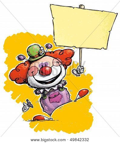 Clown Hoding Plackard