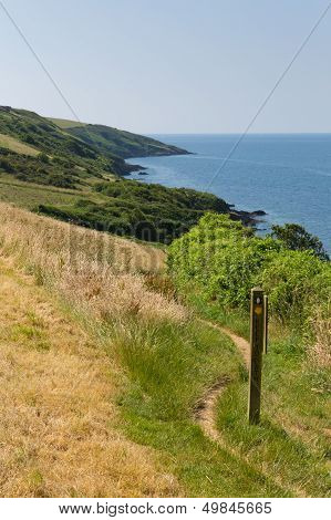 South West Coast Path from Polkerris Cornwall heading in a southerly direction