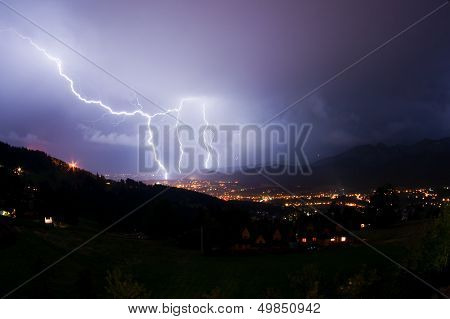 Night storm in mountains