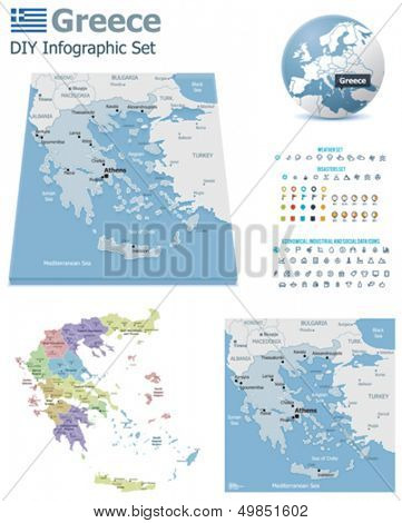 Greece maps with markers