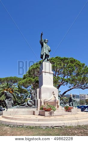 Monument For Christopher Columbus (1914) In Rapallo, Italy