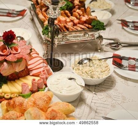 cold cuts platter on a well decorated table