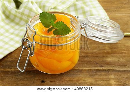 canned preserve peaches (apricots) sweet and healthy dessert