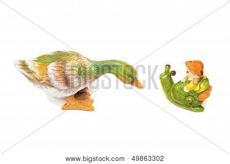 Ceramic Duck And Snail