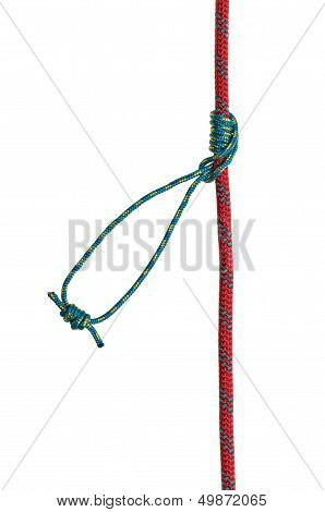 a Klemheist knot on a white background