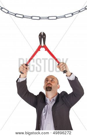 Concept Of Management - Boss With Boltcutters