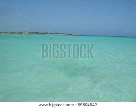 Beautiful blue sea on the beach in cayo coco
