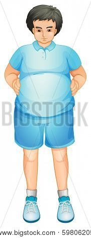Illustration of a fat man standing on a white background