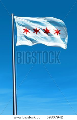 Chicago (USA) flag waving on the wind