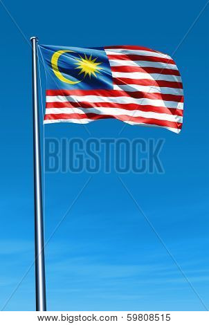 Malaysia flag waving on the wind