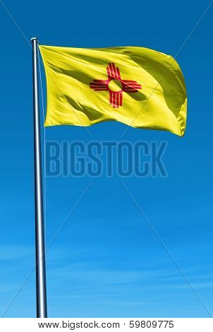 New Mexico (USA) flag waving on the wind