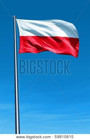 Poland flag waving on the wind
