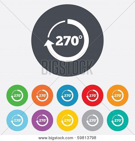 Angle 270 degrees sign icon. Geometry math symbol