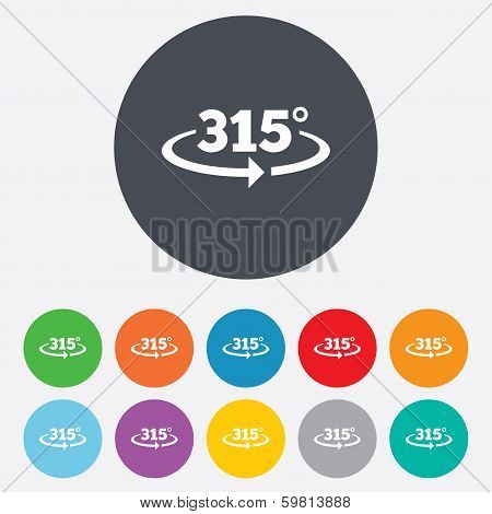 Angle 315 degrees sign icon. Geometry math symbol