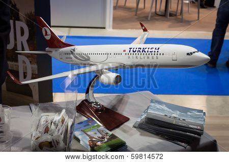 Turkish Airlines Airplane Model At Bit 2014, International Tourism Exchange In Milan, Italy