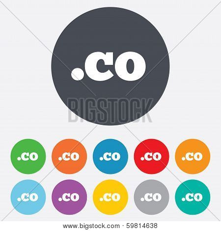 Domain CO sign icon. Top-level internet domain