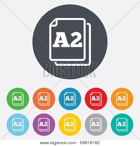 Paper size A2 standard icon. Document symbol.