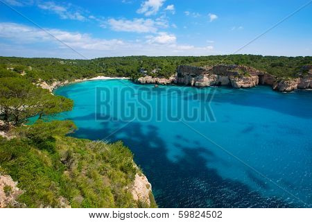 Cala Macarella Ciudadela Menorca turquoise Mediterranean sea in Balearic islands