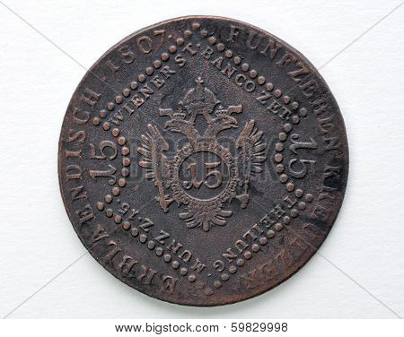 old copper coins of Austria-Hungary 15 Kreuzer