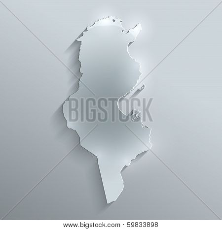 Tunisia map glass card paper 3D raster
