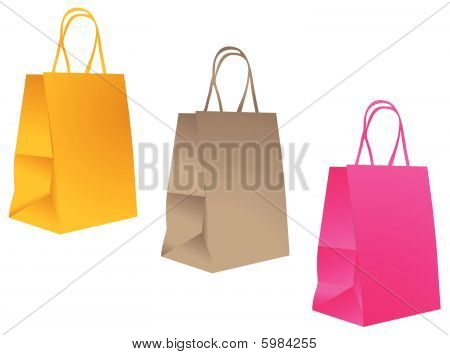 Vektor illustration af forskellige shopping farve tasker