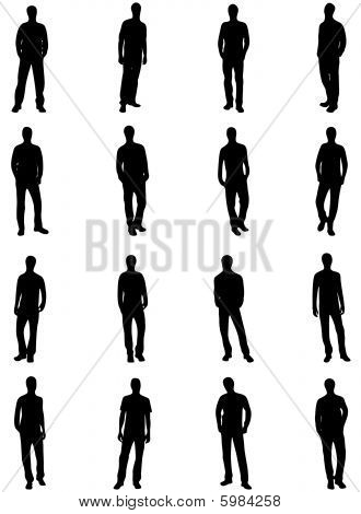 illustration af silhuetter af mennesket i forskellige positurer