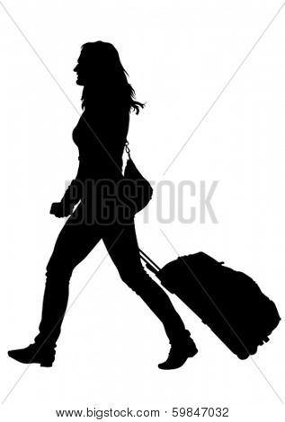 Younge women whit travel big suitcases