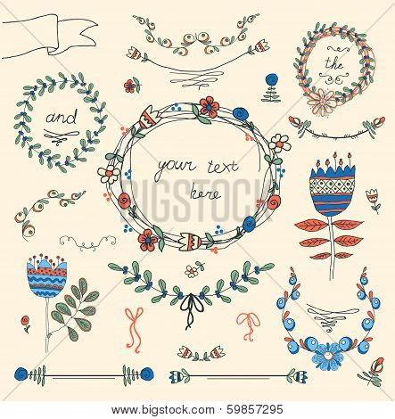 Retro floral background set