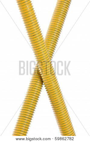 Yellow long threaded rod, construction industry