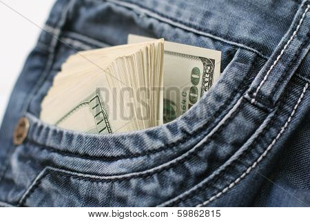 Dollars In The Pocket Of Jeans