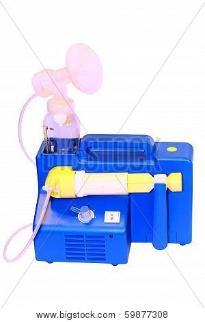 Breast Pump Machine With White Backround Isolated And Vertical