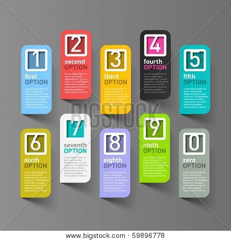 Numbers options infographics elements. Vector.