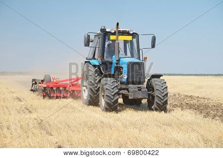 Volgograd, Russia - JULY 31, 2014: Demonstration of agricultural machinery in 