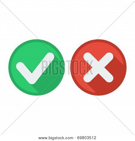 Delete and tick or check and cross marks