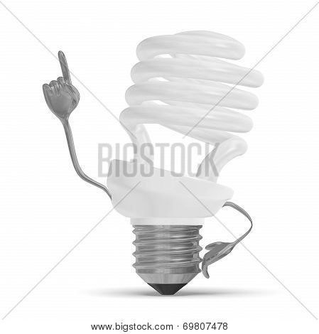 Spiral Light Bulb Character In Moment Of Insight