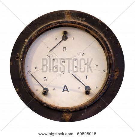 Old Meter Isolated On White Background