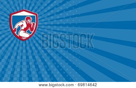 Business Card American Football Player Running Shield Retro