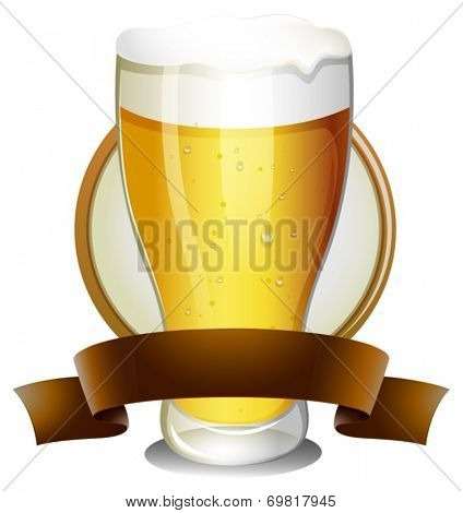 Illustration of a glass of beer with lable