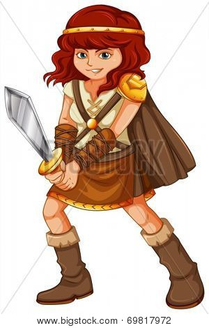 Illustration of a girl in viking suit