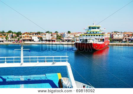 Keramoti, Greece - April 29: The Thassos Ferry Going To Thassos Island On April 29, 2012 In Keramoti