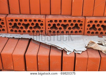 Stack Of Silicate Bricks. Closeup.