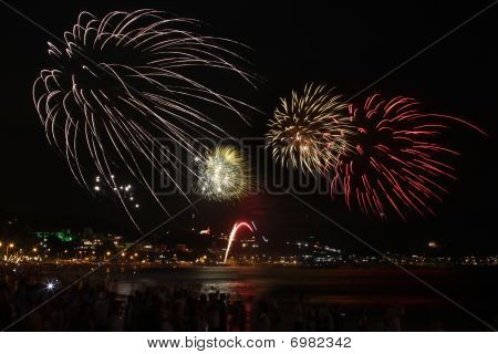 Feuerwerk am Strand